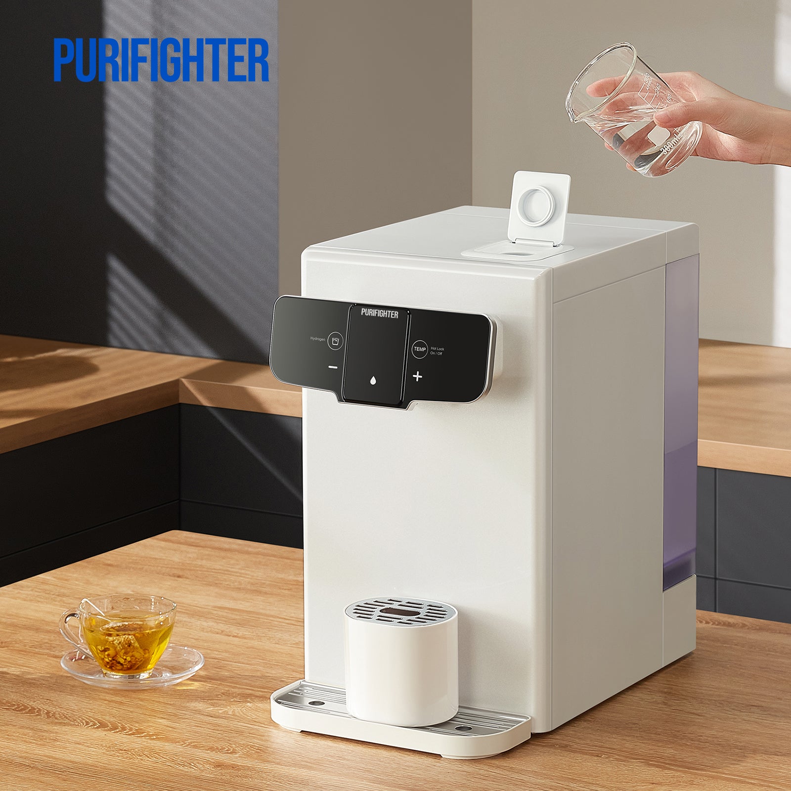 Purifighter-Countertop Instant Heating RO Purifier: 4-Temp Metal Body, H₂ Water, UV LED（YHR1192-AH）
