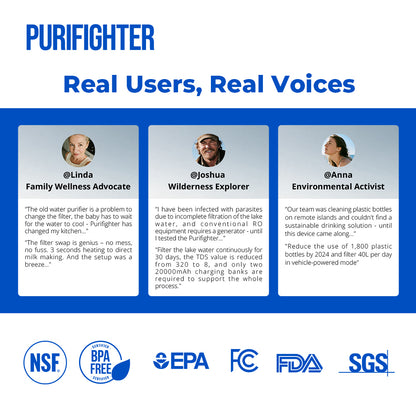 PURIFIGHTER GAIYA™ - Standard MOBILEWATER FILTER FOR OUTDOOR,CAMPING & EMERGENCIES