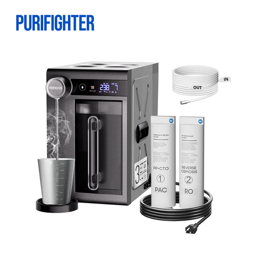 Purifighter Portable Countertop Reverse Osmosis Water Filter. 3s Heating. w/Pump, 3 Modes Power. EPA Certified, BPA-Free (YHD2301A)